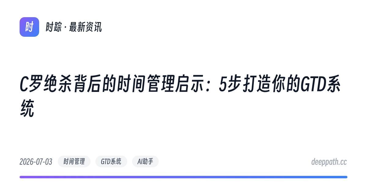 C罗绝杀背后的时间管理启示：5步打造你的GTD系统 - 文章封面