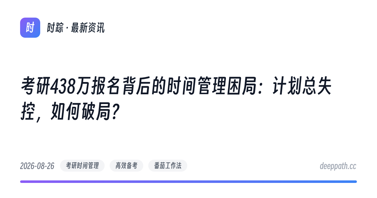 考研438万报名背后的时间管理困局：计划总失控，如何破局？ - 文章封面