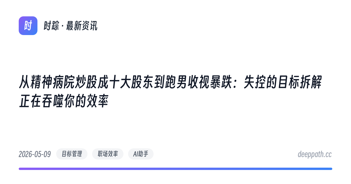从精神病院炒股成十大股东到跑男收视暴跌：失控的目标拆解正在吞噬你的效率 - 文章封面